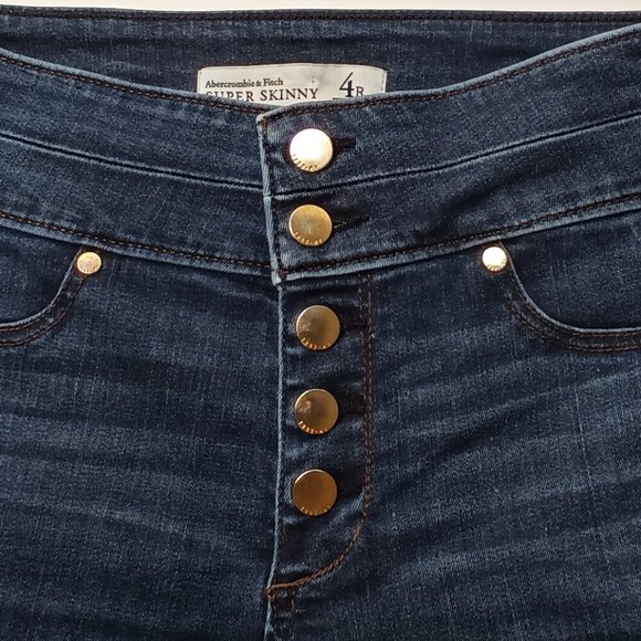 Abercrombie & Fitch Jeans Size 4 Super Skinny High Rise Buttonfly Medium Wash - Picture 7 of 10
